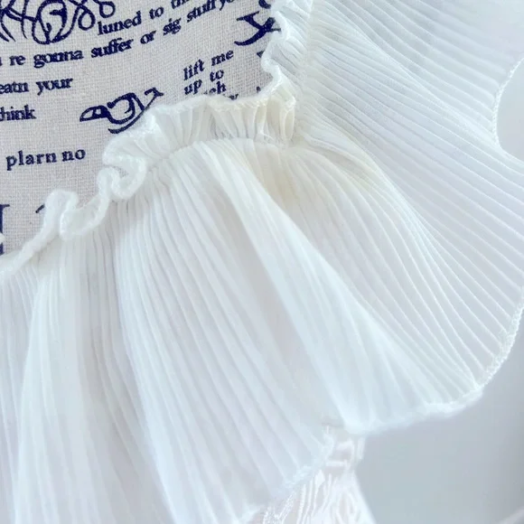 Selfie Leslie Elegant White Ruffle Lace Dress - Picture 2 of 5